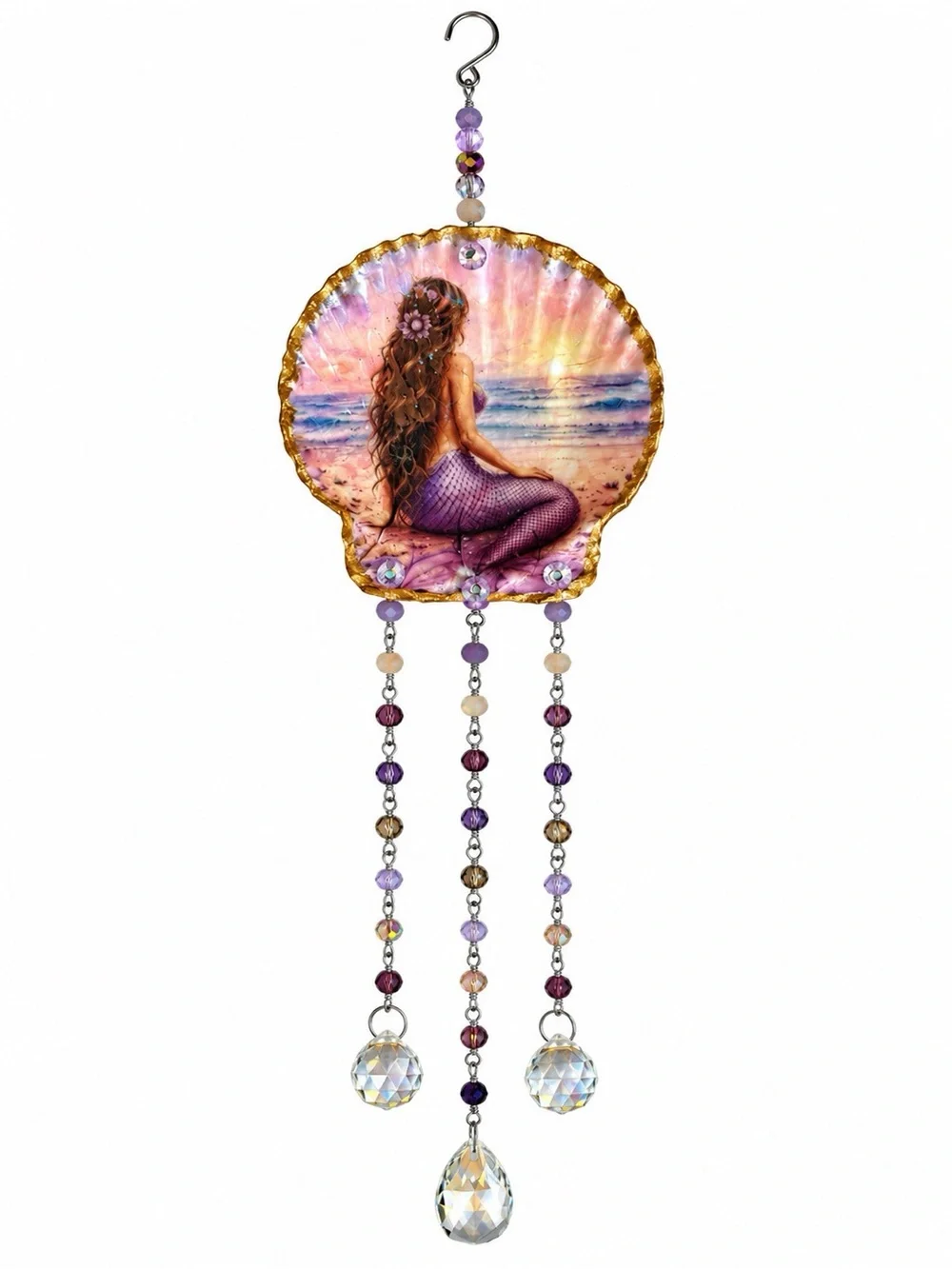 Purple Mermaid Dreams Hanging Crystal Sun Catcher